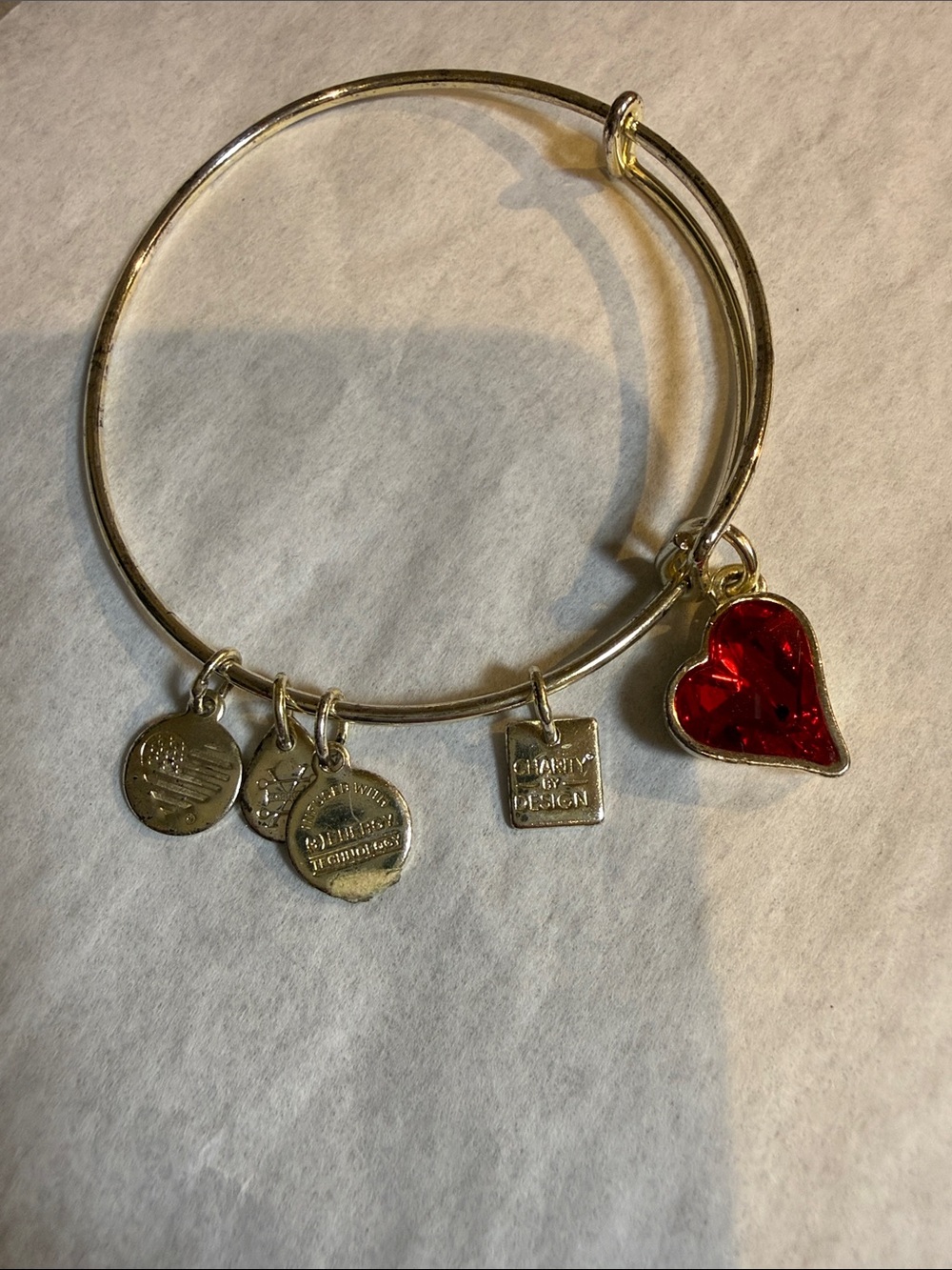 **2/$15 Alex and Ani Red Heart silver bracelet
